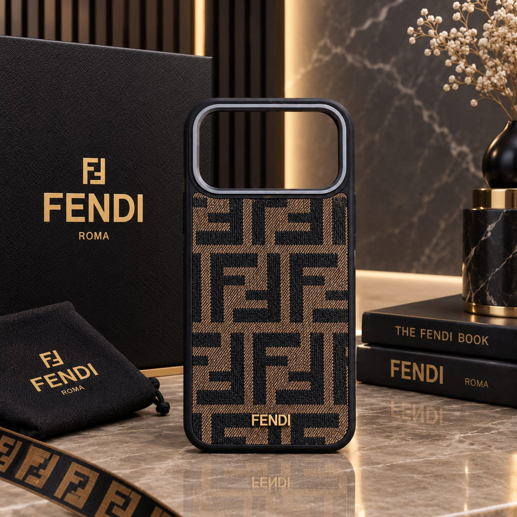 Premium Fendi Roma Brown & Black Luxury Phone Case
