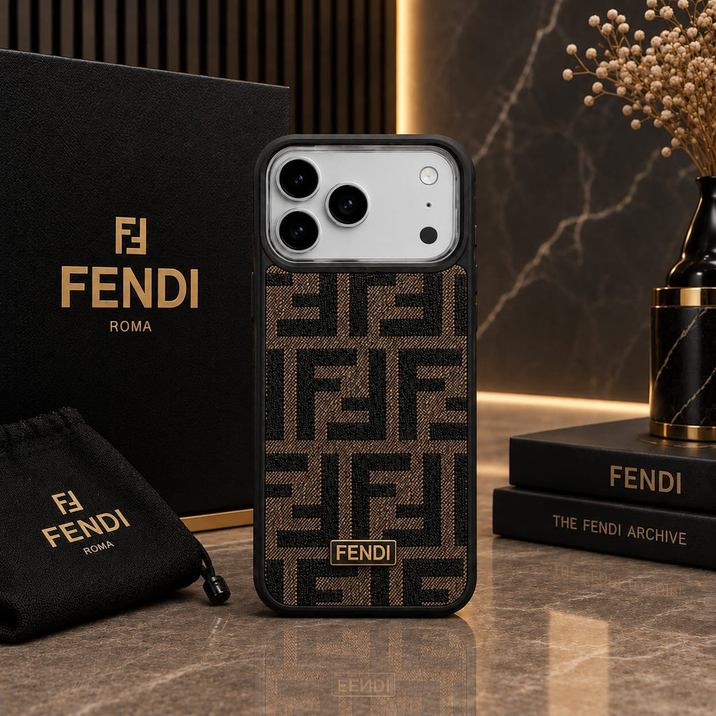 Premium Fendi Roma Brown & Black Luxury Phone Case