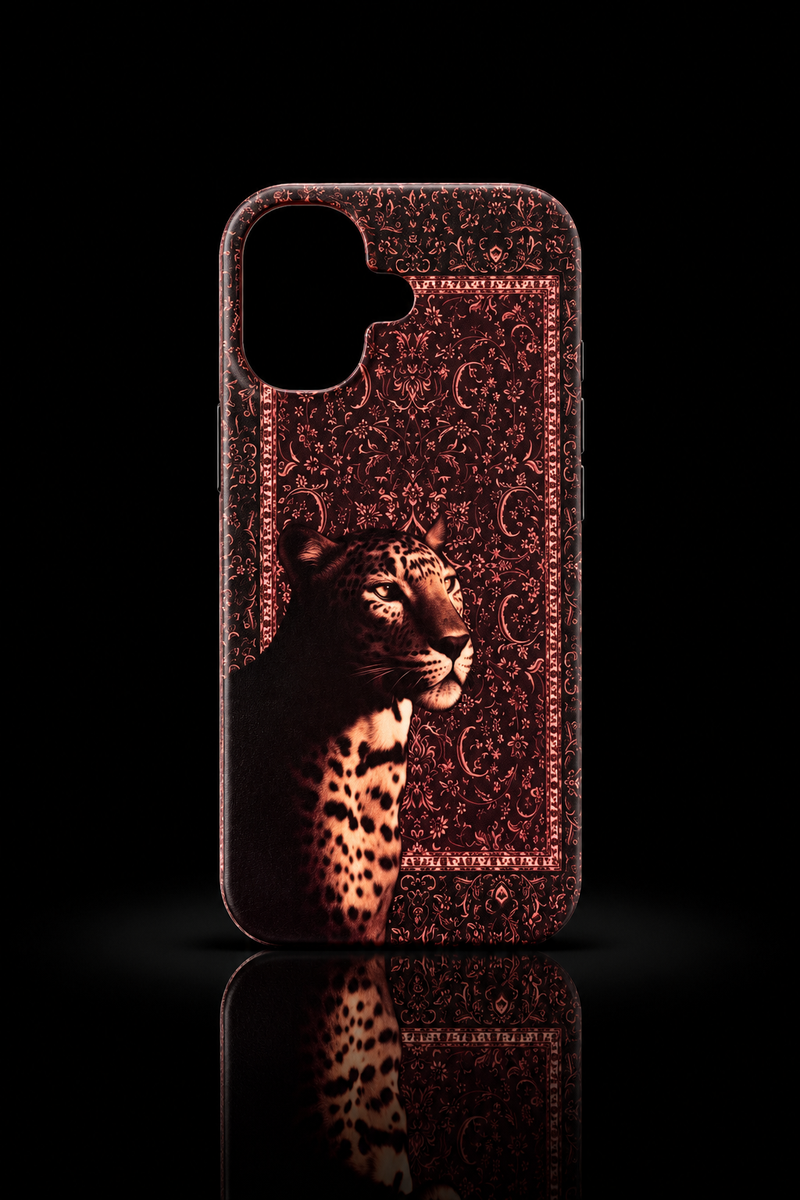 Vintage Leopard Elegance iPhone back case with paisley pattern and leopard artwork